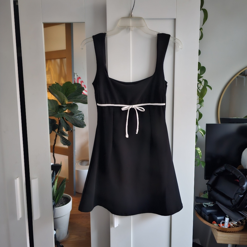 Windsor Black Mini Dress with White Trim